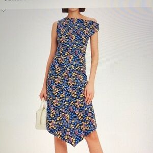 ATLEIN FLORAL DRESS off the shoulder twist